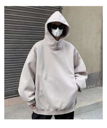 Streetwear New Retro Button Neck Hooded Sweatshirts For Men Autumn Fleece Y2K Vin New Retro Button Neck Hooded Sweatshirts For Men Autumn Fleece Y2K Vintage Hoodies Hip Hop Fashion Streetwear Pullover Hoodie Fashion Sweater Jacket With Graphic Design For Men