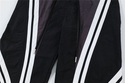 men black sports pants y2k striped patchwork joggers baggy pants hip hop casual drawstring waist quick drying trousers unique joggers style 3739