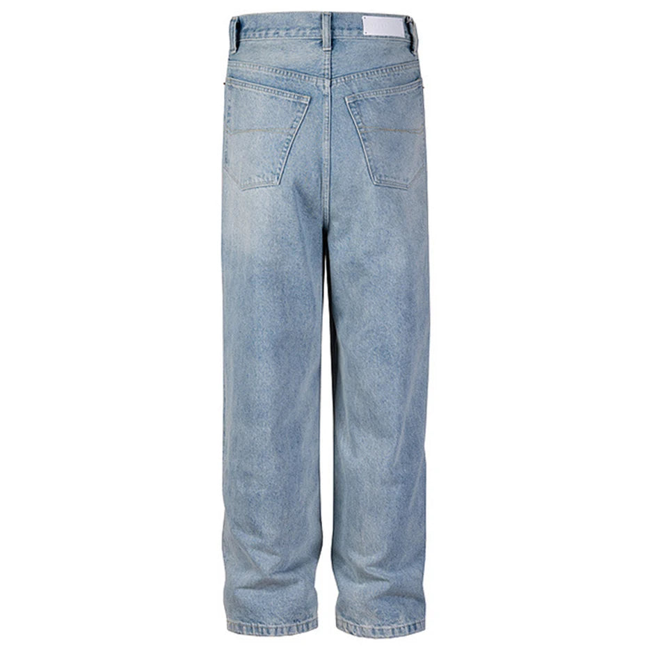 hi street blue jeans men loose wide leg denim pants vintage harajuku streetwear jeans trousers for male stacked flare jeans