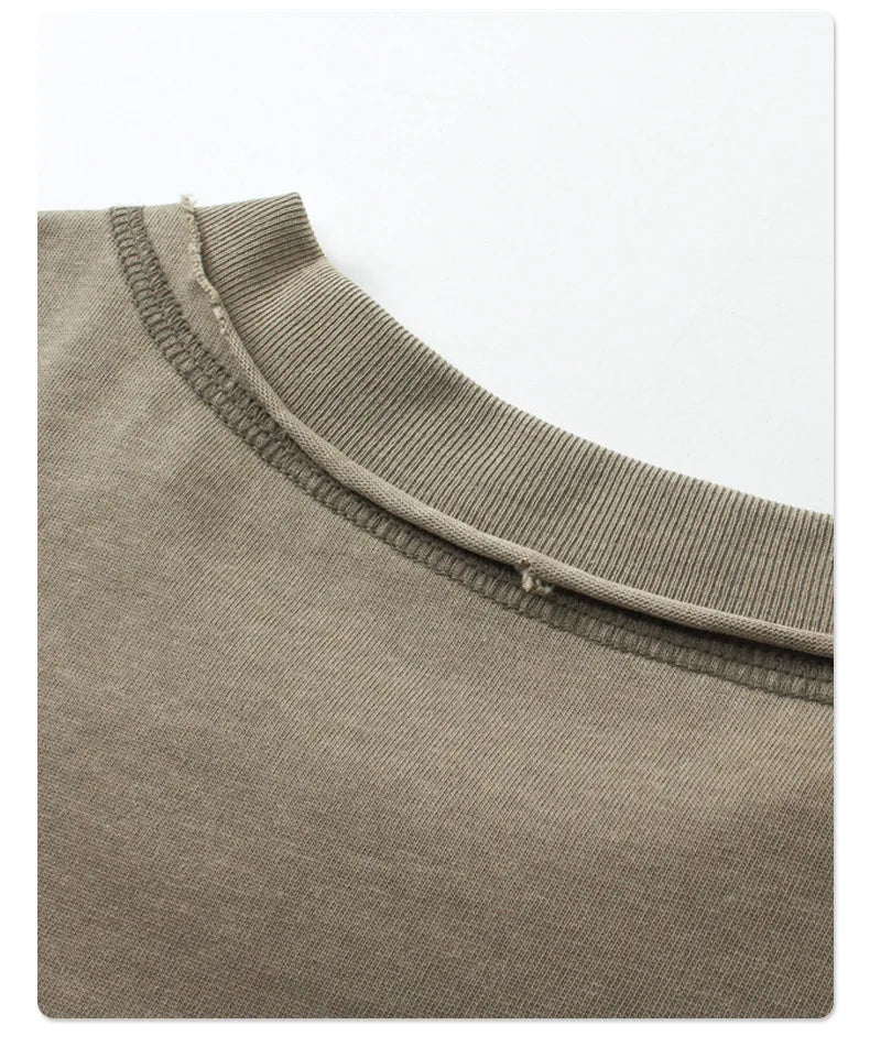 2024 Summer New Washed Oversized Tshirt Worn Out Retro Distressed Tee Raw Edge Men's Cotton Short Sleeved Tie Dyeing T-shirt Street King Limited