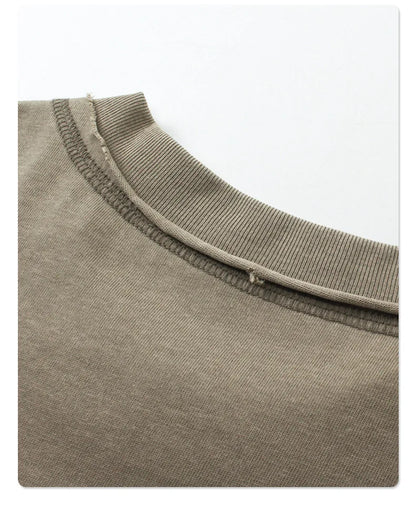 2024 Summer New Washed Oversized Tshirt Worn Out Retro Distressed Tee Raw Edge Men's Cotton Short Sleeved Tie Dyeing T-shirt Street King Limited