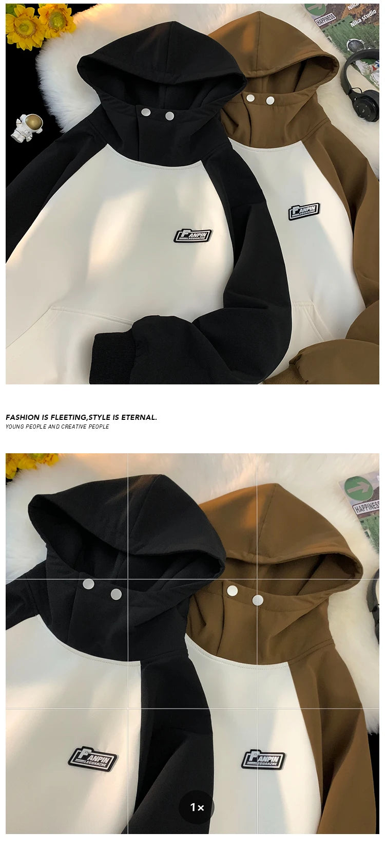 Men Waterproof Hooded Sweatshirt Spring Vintage Patchwork Hoodie Labels Design Korean Streetwear Couple Male Women Hoodies Street King Limited