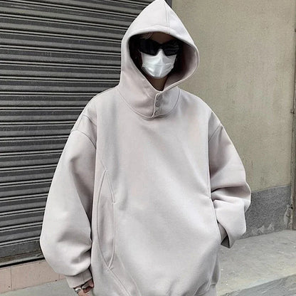 Streetwear New Retro Button Neck Hooded Sweatshirts For Men Autumn Fleece Y2K Vin New Retro Button Neck Hooded Sweatshirts For Men Autumn Fleece Y2K Vintage Hoodies Hip Hop Fashion Streetwear Pullover Hoodie Fashion Sweater Jacket With Graphic Design For Men