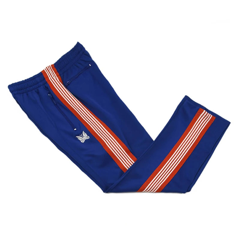 colorful blue motion casual pants men woman trend side edge weaving embroidery drawstring loose joggers sweatpants unique joggers style 5259