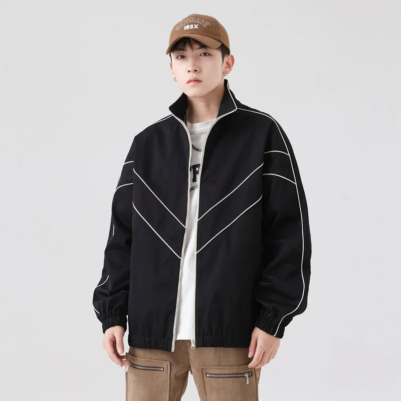 mens casual jackets oversized outdoor stand collar baseball coat spring casual varsity coat running fashion windbreaker unisex menswear bottoms