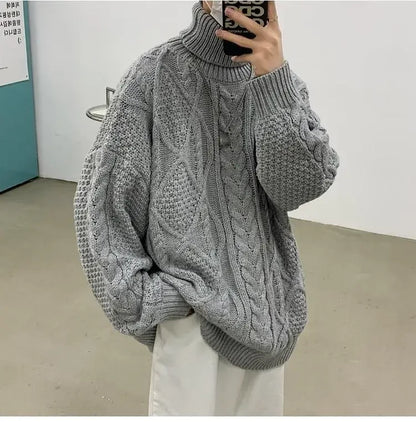 Retro turtleneck sweater for men in autumn and winter loose and versatile high street sweater trendy brand ins casual jacket top Street King Limited