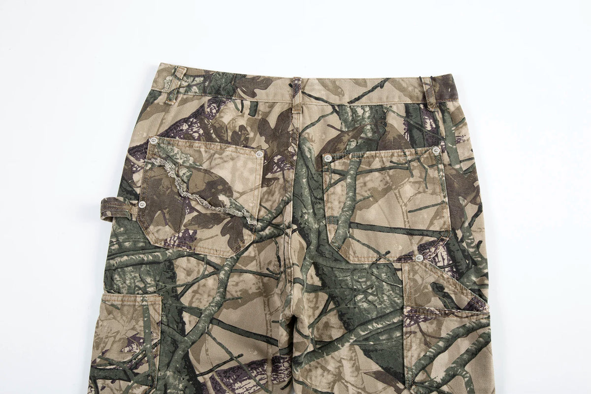 high street leaf camouflage logging pants for men straight patchwork baggy jeans cargos y2k pantalones hombre oversized trousers 2 unique cargo style 1830
