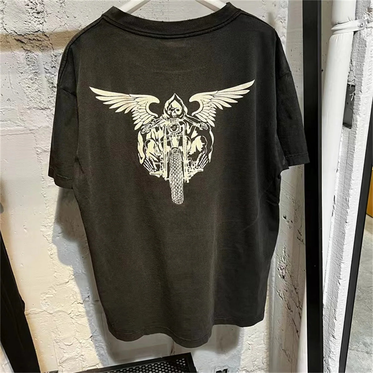 Vintage Retro Washed Distressed High-Street Printing T-Shirt Tops Street King Limited