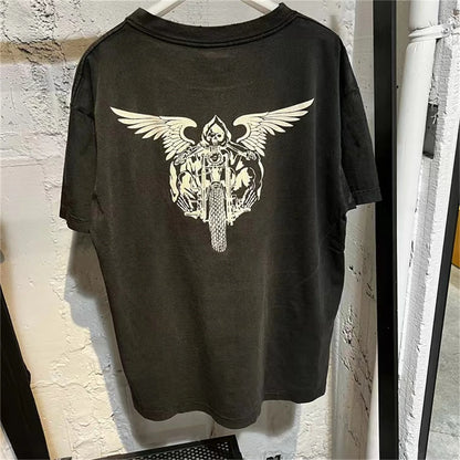 Vintage Retro Washed Distressed High-Street Printing T-Shirt Tops Street King Limited