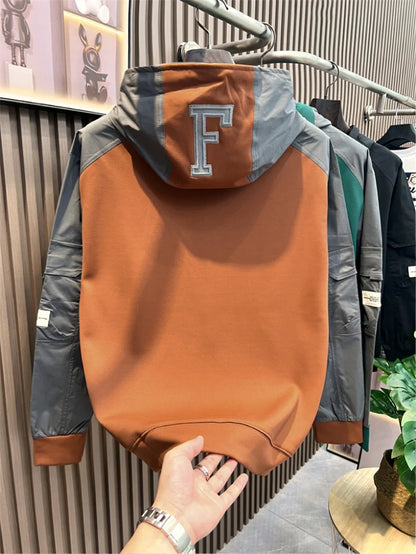 New Patchwork Long Sleeve Hoodies For Men Letter Embroidered Y2K Streetwear Hooded Sweatshirts Hip Hop Fashion Pullover Hoody Street King Limited