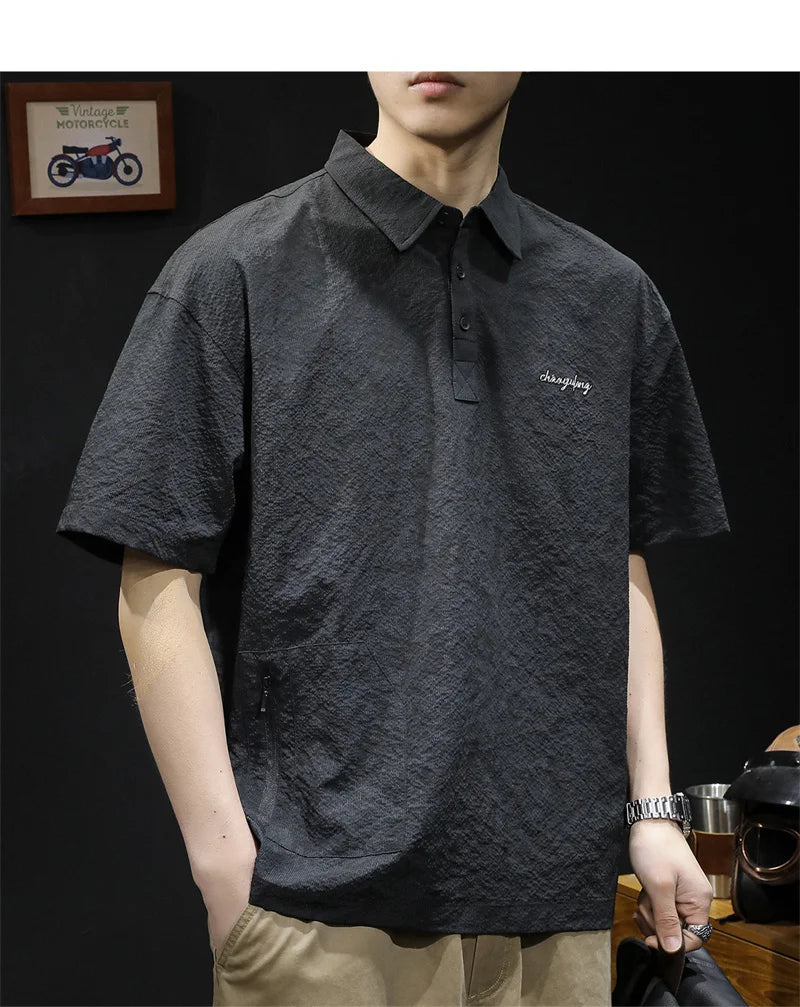 Streetwear Summer Full Letter Printed Polo Shirt For Men New Lapel Button Tee Sh Summer Full Letter Printed Polo Shirt For Men 2024 New Lapel Button Tee Shirts Oversized Short Sleeve Y2K Streetwear T Shirt Fashion Sweater Jacket With Graphic Design For Men