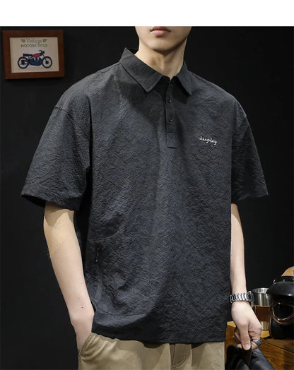 Streetwear Summer Full Letter Printed Polo Shirt For Men New Lapel Button Tee Sh Summer Full Letter Printed Polo Shirt For Men 2024 New Lapel Button Tee Shirts Oversized Short Sleeve Y2K Streetwear T Shirt Fashion Sweater Jacket With Graphic Design For Men