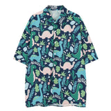 Hip Hop Men's Beach Shirts Animal Green Leaves Hawaiian Shirt Summer High Street Thin Unisex Fashiong Clothing Streetwear Tops Street King Limited