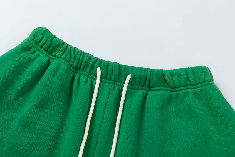 RRR123 2024 New Sports Shorts Heavyweight Washed Graffiti Print Vintage Drawstring Capris Casual High Street Loose Curled Y2K Street King Limited