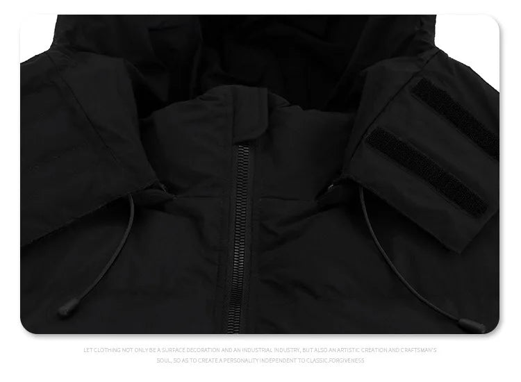 2024AW windproof warm turtleneck slant cut pocket detachable hooded cotton suit Street King Limited