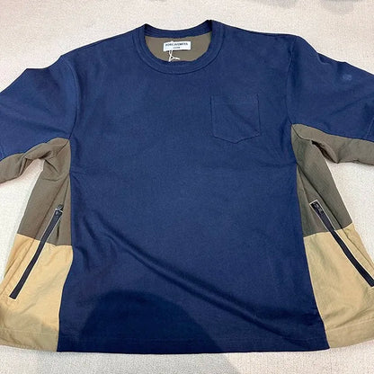 Side stitching color bump hem drawstring plus two layers of short-sleeved shirt profile Street King Limited