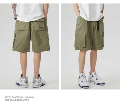 summer new american retro cargo shorts for men casual multi pocket baggy y2k shorts streetwear hip hop embroidery short cargo unique cargo style 300