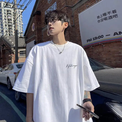 Loose American retro dark green t-shirt men's trendy summer short-sleeved European and American high street half-sleeved tops Street King Limited