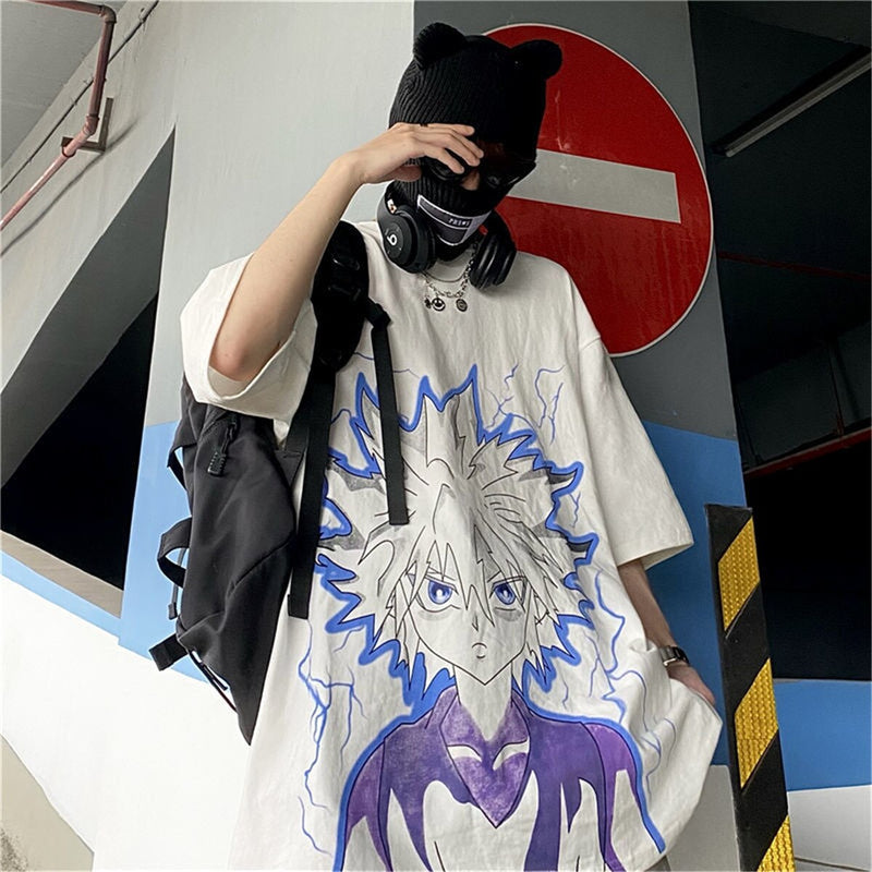 "Blue Hair" Unisex Men Women Streetwear Graphic T-Shirt Daulet Apparel