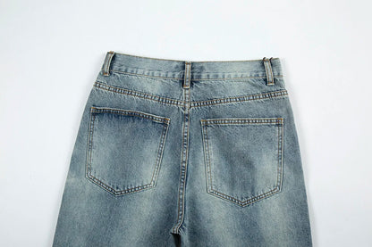 Frayed Hole Damaged Washed Blue Baggy Jeans for Men Y2k Streetwear Straight Casual Denim Trousers Ropa Hombre Loose Cargo Pants Street King Limited