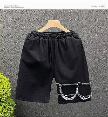 summer men suede straight shorts 2024 new y2k streetwear design drawstring bermudas hombre vintage baggy basketball shorts unique shorts style 3210