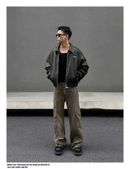 american high street retro men and women trendy straight work pants couple spring and autumn hip hop loose casual pants y2k unique default style 804
