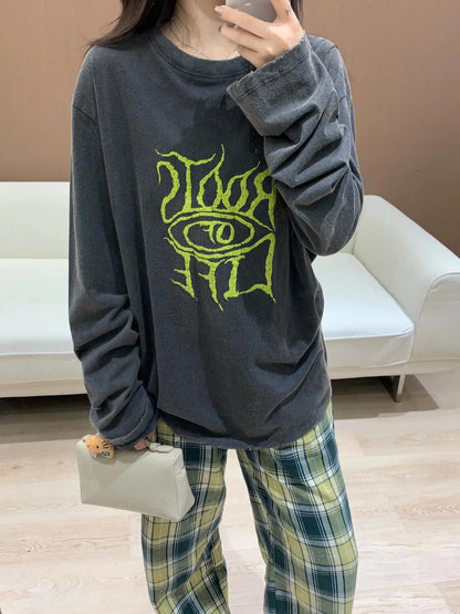 2024 New Arrival We11D- Brand Fashion Autumn High-Street Letter Foaming Cotton Casual Loose Distressed Sweater Pullover Street King Limited