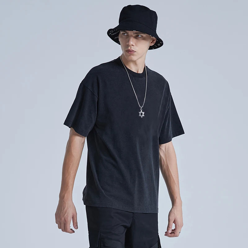 Rainbowtouches Washed Men's New T Shirt Vintage Unisex Original Design Shirt High Street Graphic Fashion Loose Mens T Shirts Street King Limited