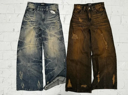 hip hop retro high waisted baggy jeans y2k jeans punk ripped jeans for women harajuku rock wide leg slouchy pants streetwear unique jeans style 2546