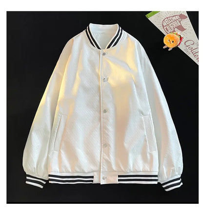 popular unisex basuball jacket fashion solid color lozenge pattern bomber jacket comfortable casual female clothing unique default style 4995