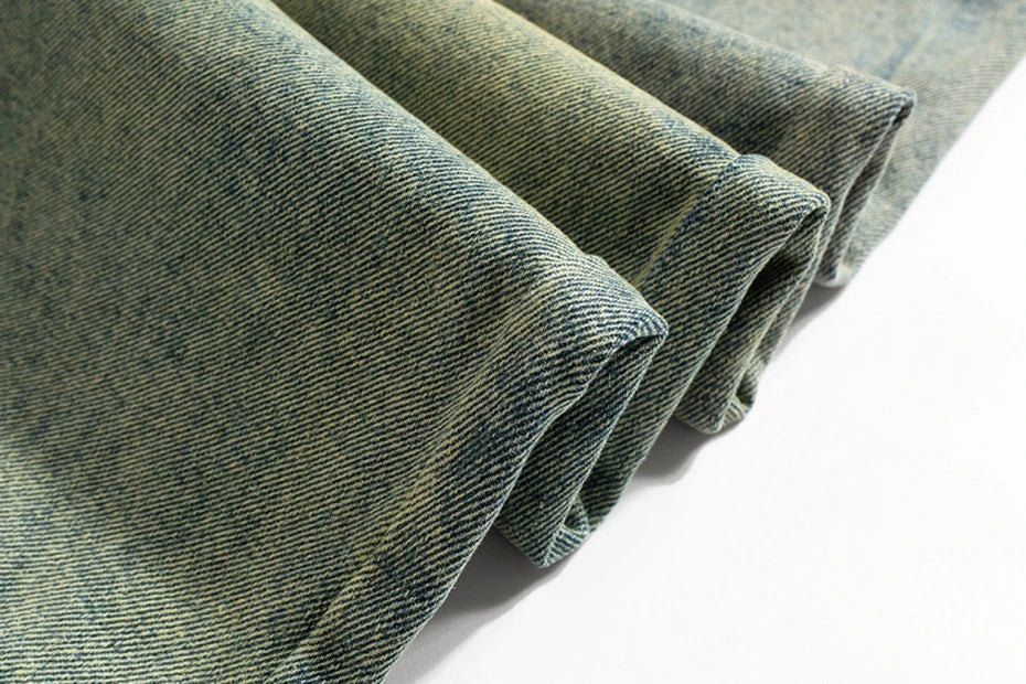 men vintage jeans distressed retro loose straight denim pants 2024 man ro style jeans trousers unique jeans style 832
