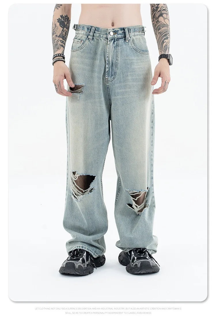 Straight Jeans with torn knees Street King Limited
