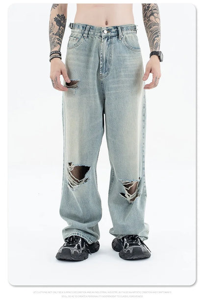 Straight Jeans with torn knees Street King Limited