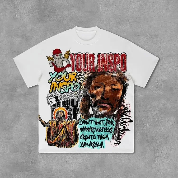 Y2k streetwear Gothic American Father print pattern oversized T-shirt women's casual loose and versatile short sleeved shirt Street King Limited