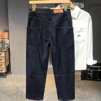 men denim streetwear fashion brand hip hop loose casual wide leg cargo harem jeans pant cityboy y2k baggy jeans trousers baggy cargo bottoms