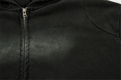 Vintage Zip Up Hoodie Jacket Y2K Punk Gothic Loose Washed Hooded Sweatshirt Coat 2024 Harajuku Cotton Streetwear Street King Limited