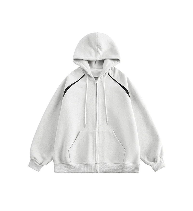 Autumn Oversized Zipper Hoodies For Men New Casual Hooded Cardigan Jackets Streetwear Patchwork Fleece Y2K Hoody Sweatshirts Street King Limited
