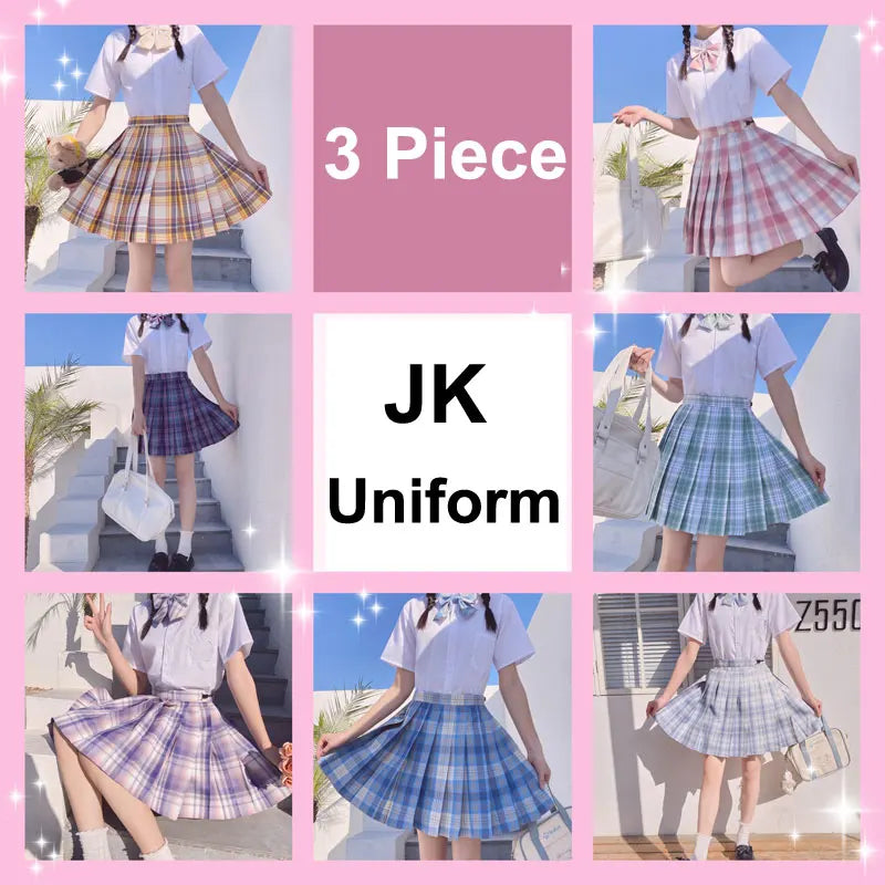 Jk Uniforms Gyaru School Uniform for Girl Student Pleated Skirt Uniform Set Women Short Sleeve Bow Tie Seifuku Japanese Style Street King Limited