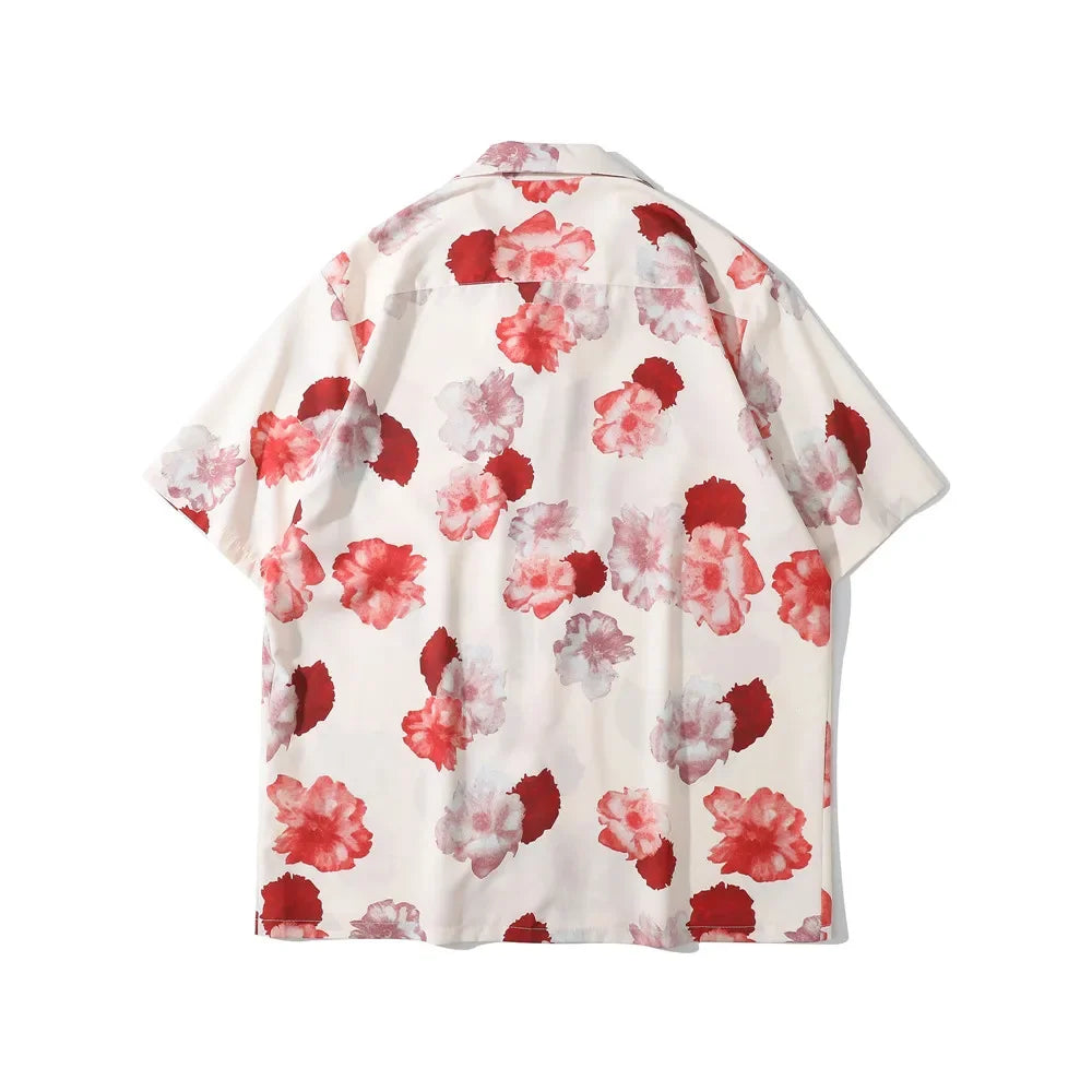 Dark Icon Floral Hawaiian Shirt Men Tur-down Collar Men's Polo Shirt Black White Street King Limited