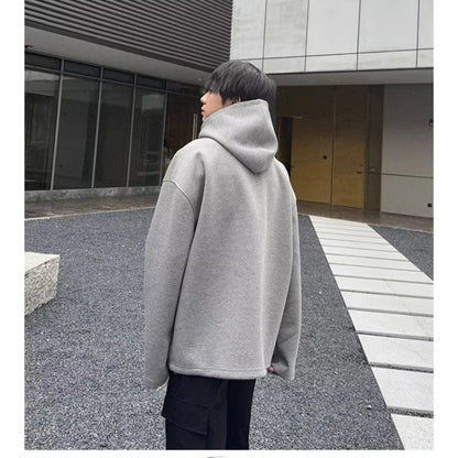 Solid Color Hoodies Men Women Japanese Loose Pullovers Sweatshirt Harajuku Detachable Neck Hoodie Autumn Spring Casual Overcoats Street King Limited
