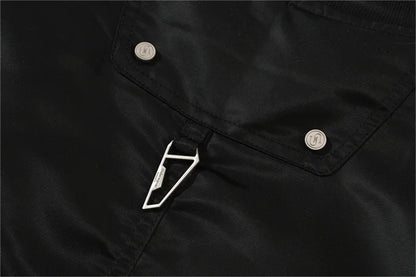 undermycar 2023 new high street fashion brand high quality multi pocket flight jacket cotton coat black unique default style 3630