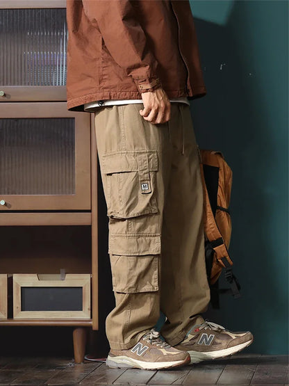 american vintage baggy cargo pants men outdoor sport military tactical sweatpants y2k straight multi pocket overalls trousers unique joggers style 470