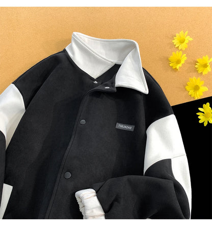 suede baseball jacket 2024 spring men uniform bomber jackets korean streetwear patchwork embroidery label coat unique default style 5056