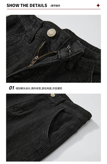 plus size 28 42 micro elastic jeans men classic fashion casual loose straight black denim jeans pant cityboy jeans long trousers unique jeans style 2030