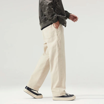 men fashion casual retro pure cotton straight elastic waist plus size loose denim jeans pants man cityboy streetwear trousers vintage washed jeans