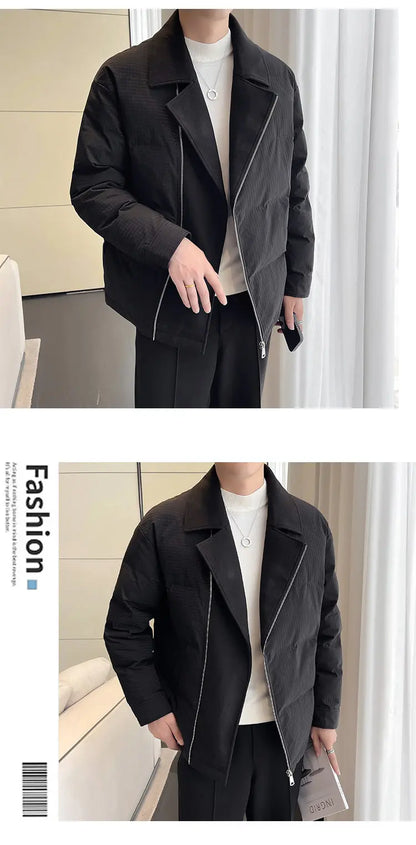 winter suit collar splice cotton padded jacket men business casual fashion plus size parkas jacket thick warm coat man outerwear unique default style 1490