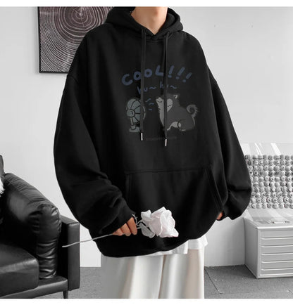 Cool Cartoon Cat Graphic Print Hoodies For Men Y2K Streetwear Clothes Hip Hop Fashion Hooded Sweatshirts Loose Pullover Hoody Street King Limited