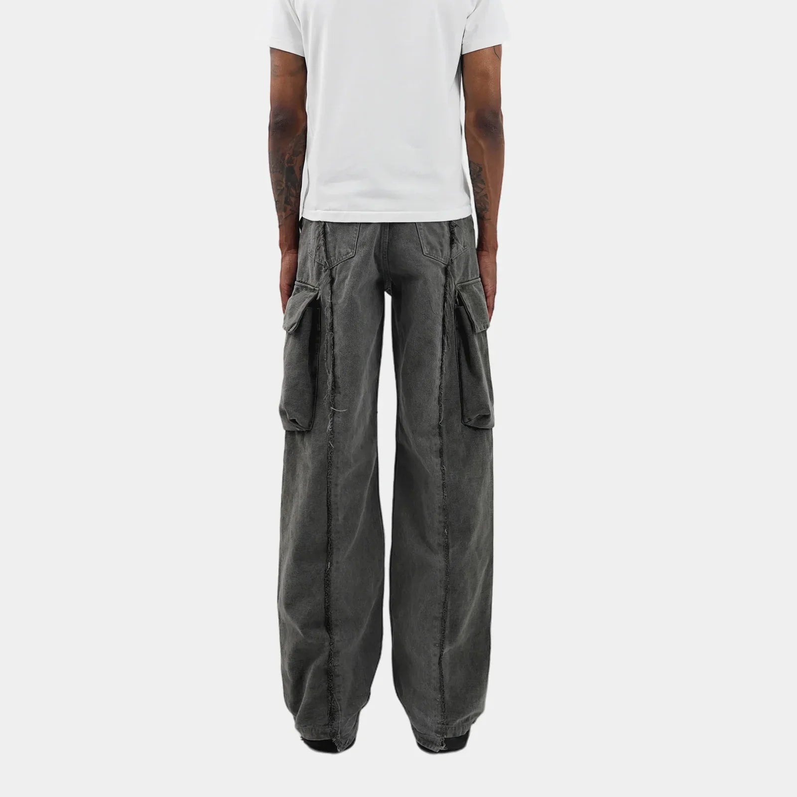 y2k streetwear tassel multi pocket jeans for men straight solid baggy cargo pants pantalones hombre casual denim trousers 1 unique cargo style 610