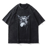 Harajuku Men Oversized TShirt 2023 Funny Doberman Dog Graphic Tshirts Vintage Washed Tees Summer Hip Hop High Street Streetwear Street King Limited