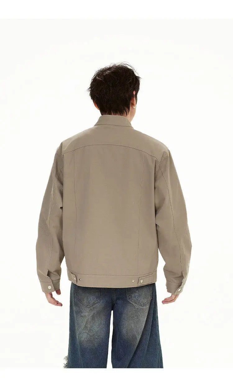 spring autumn fashion motorcycle jacket men stand collar loose casual korean streetwear vintage cargo jackets coat outerwear unique cargo style 215